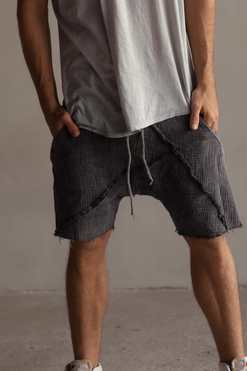 STONEWASHED DROP CROTCH SHORTS Curlyhouse