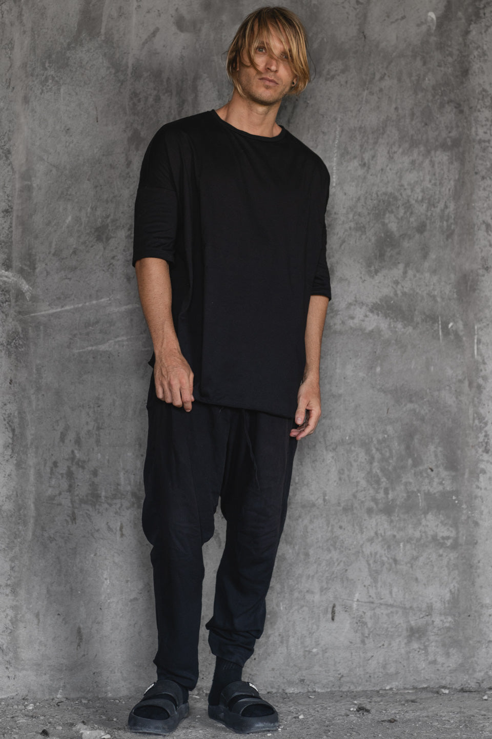 COTTON 3 QUARTER TEE BLACK