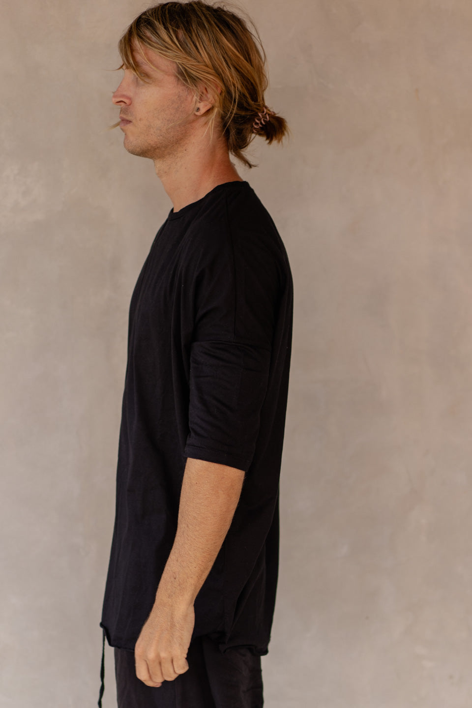 COTTON 3 QUARTER TEE BLACK