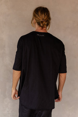 COTTON 3 QUARTER TEE BLACK