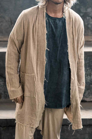 STONE WASHED RAW COTTON CARDIGAN