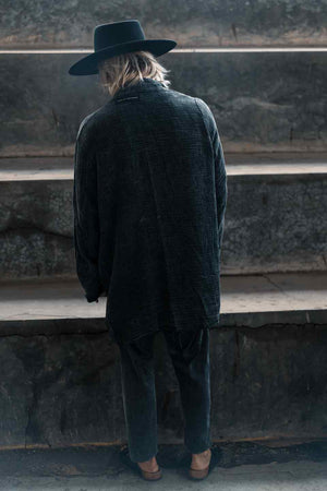 STONE WASHED RAW COTTON CARDIGAN
