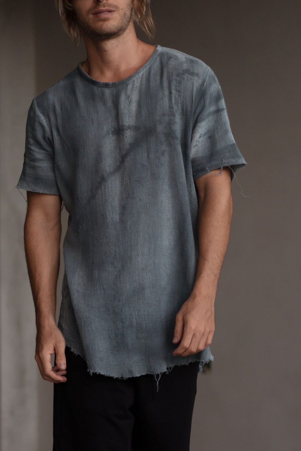 HAND DYED LONG TEE BLUE